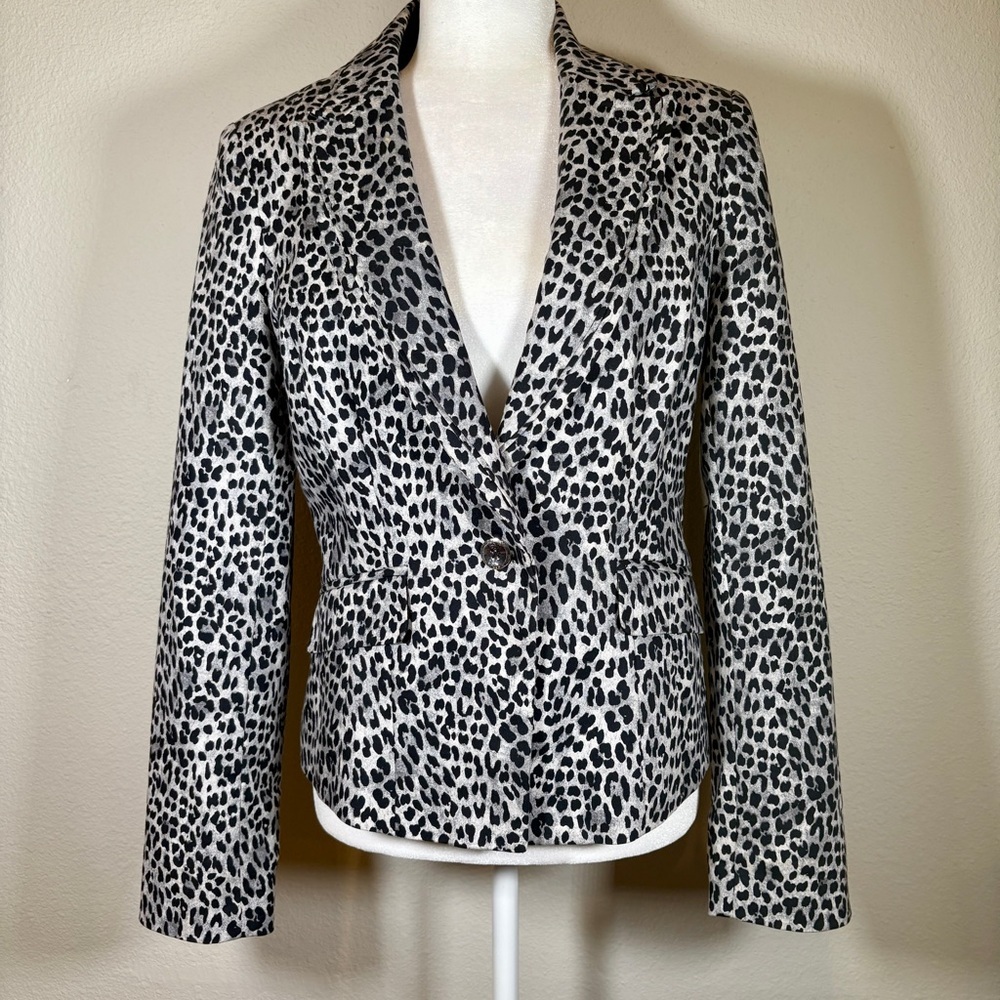 White House Black Market Animal Print Blazer Jacket Size 8